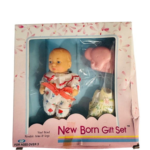 Vtg Mini New Born Gift Set Doll Movable Head Arms Legs‎ 1989 Set of 2 Cititoys - Picture 3 of 7